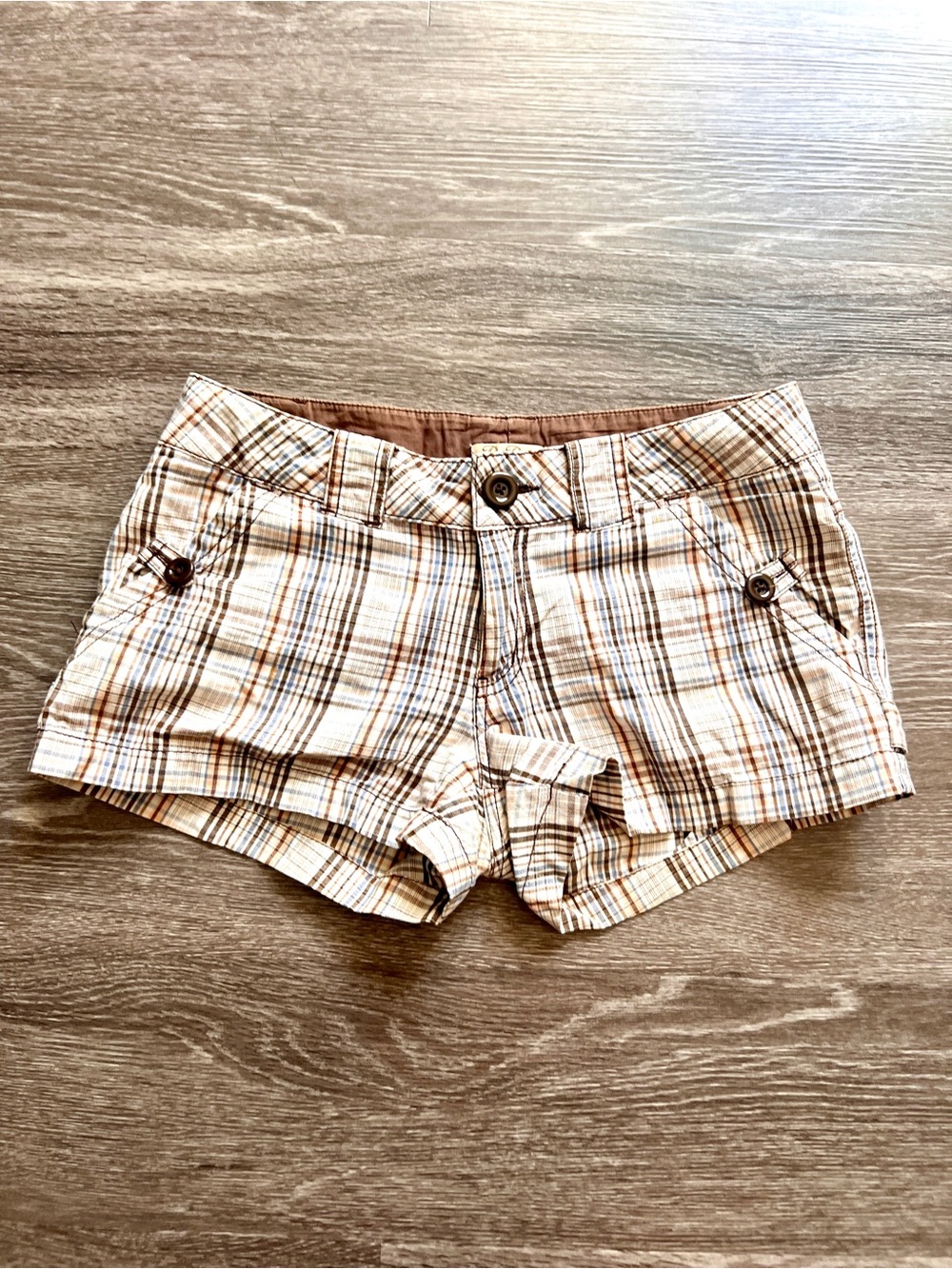 BeBop Plaid High-Waist Women’s Shorts - Beige & Brown